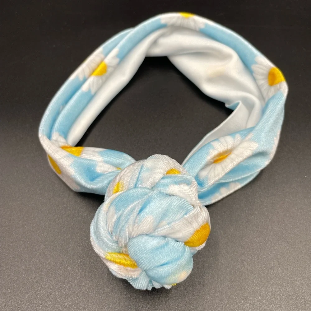 Baby Infant Girls Baby Blue Daisy OS Knotted Headband